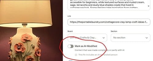 Pinterest Now asks to Mark as AI-Modified for AI Images